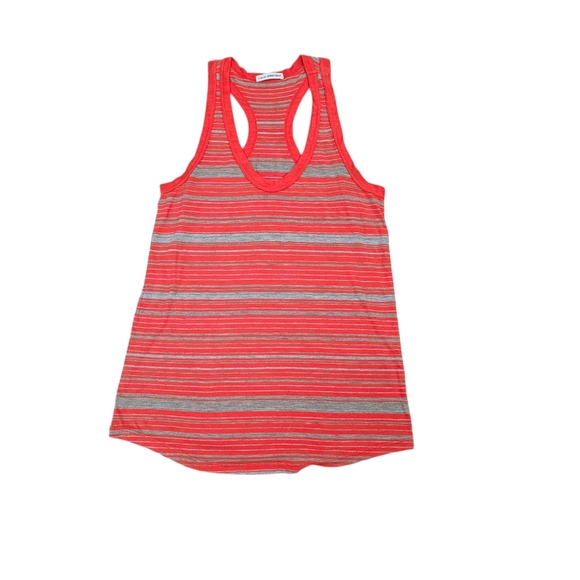 James Perse Tops - Standard James Perse Tank Top Women Racer Back Striped Orange Gray Large